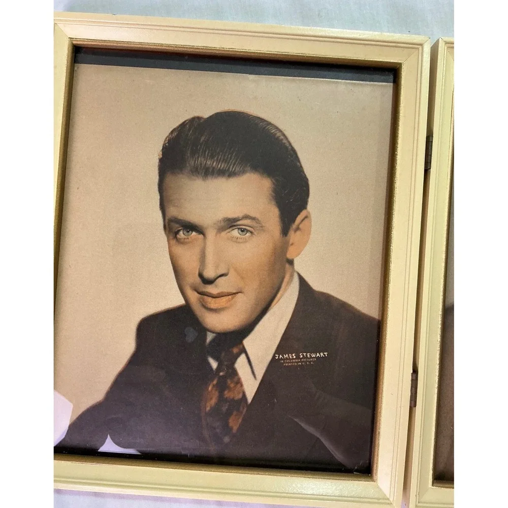 Vintage Clark Gable & James Stewart Folding Double Portrait Frame‎ MGM